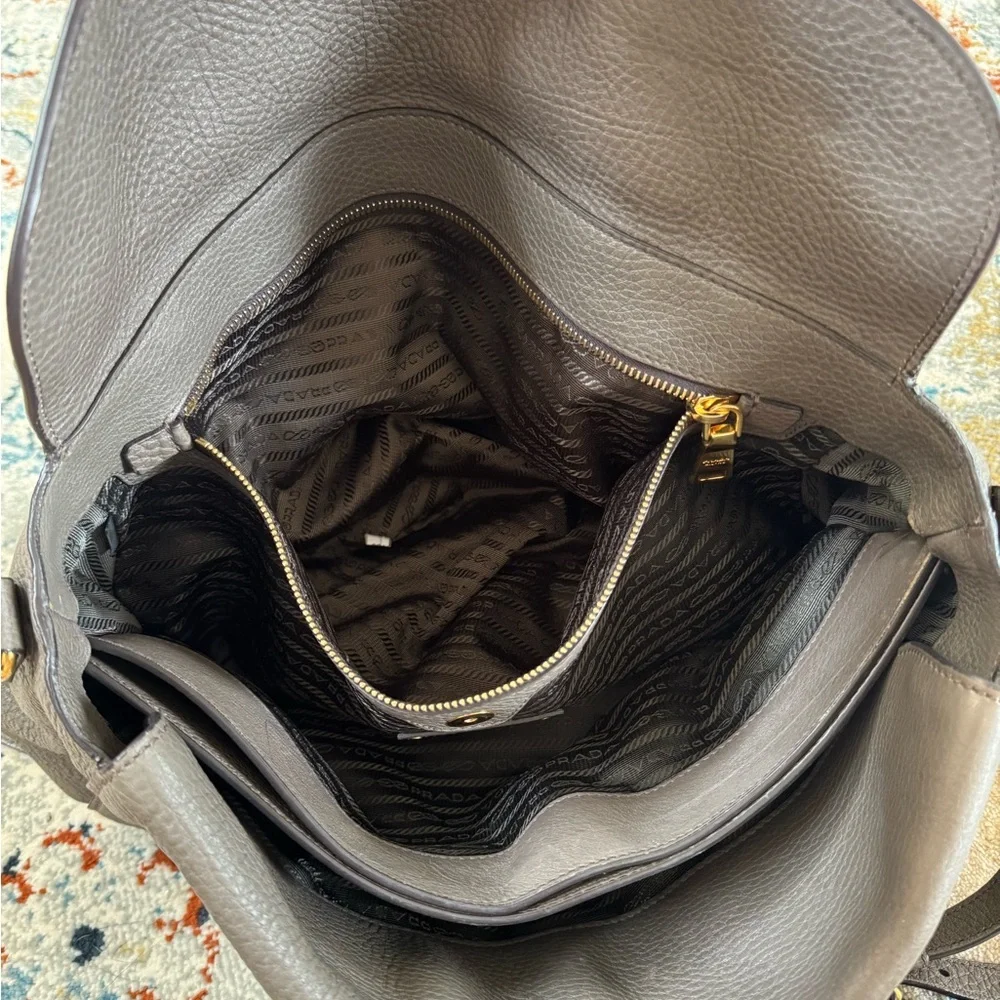 Prada Dark Gray Leather Tote Bag - Picture 5 of 16